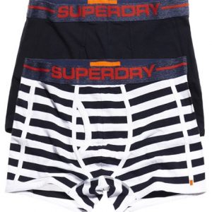 Superdry Raidalliset Sport Bokserit 2 Kpl Pakkaus Laivastonsininen